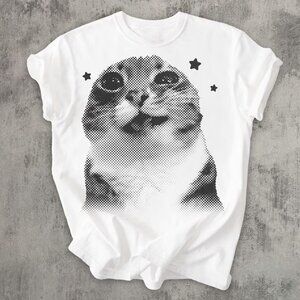 Funny Cat Graphic T-shirt, Silly Shirt, Retro Cats Lovers Gift Shirt